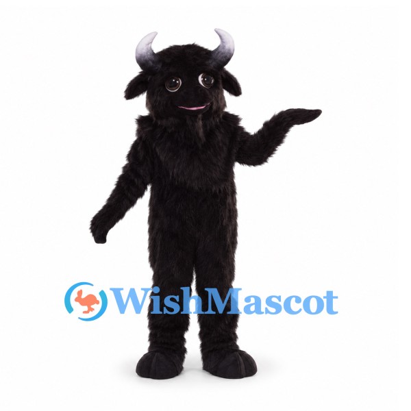 Bull Mascot Costume in Black with White Horns