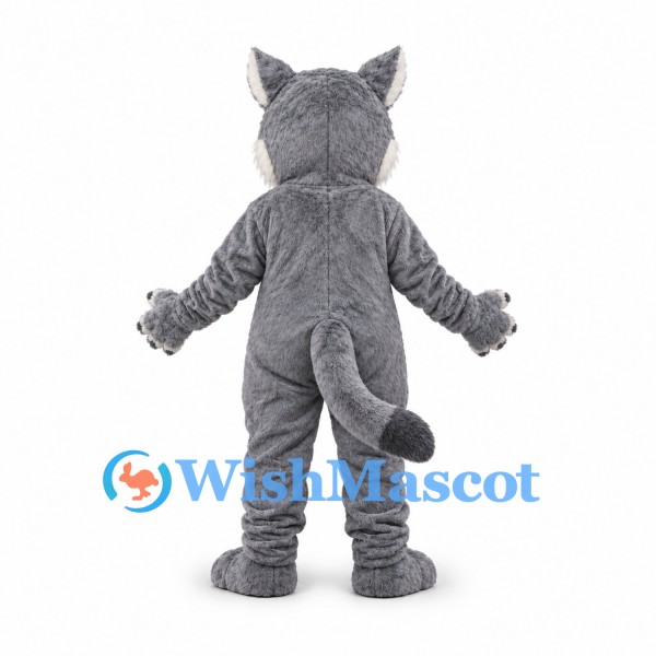 Cat Mascot Costume in Gray with White Belly and Paw Pads