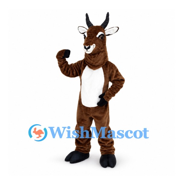 Antelope Mascot Costume in Brown with Black Horns