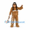Warrior Mascot Costume with Tan Fringed Outfit and Headband