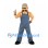 Builder Mascot Costume with Blue Overalls and Gray Cap