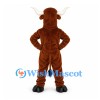 Bull Mascot Costume in Brown with Long White Horns