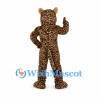 Leopard Mascot Costume with Spotted Body and Open Mouth