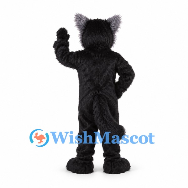 Werewolf Mascot Costume in Black with White Face and Fangs