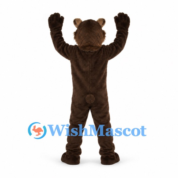 Bear Mascot Costume in Dark Brown with Open Mouth