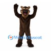 Bear Mascot Costume in Dark Brown with Open Mouth