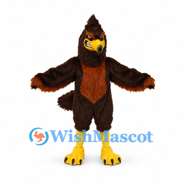 Eagle Mascot Costume in Brown with Pointed Head Feathers
