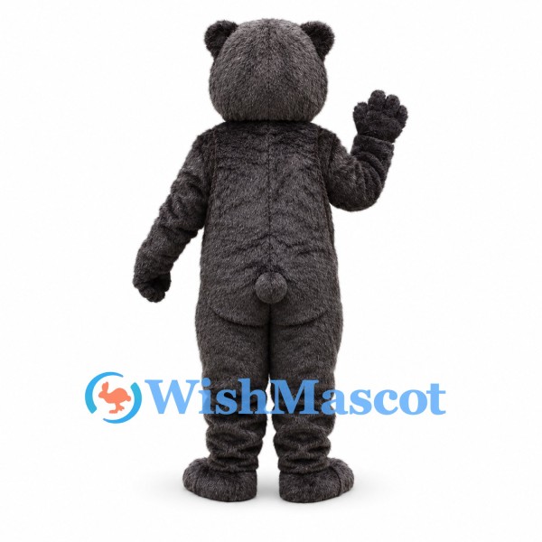 Bear Mascot Costume in Dark Gray with Round Belly