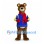 Bear Mascot Costume with Blue Yellow Jacket and Red Scarf