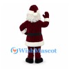 Santa Claus Mascot Costume with Burgundy Suit and White Beard