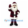 Santa Claus Mascot Costume with Burgundy Suit and White Beard