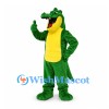 Crocodile Mascot Costume in Green with Yellow Belly