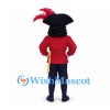Pirate Captain Mascot Costume with Red Coat and Feathered Hat