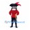 Pirate Captain Mascot Costume with Red Coat and Feathered Hat
