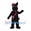 Scottish Terrier Mascot Costume with Red Tartan Sash and Cap