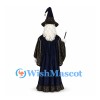 Wizard Mascot Costume with Navy Robe and Star Hat