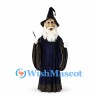 Wizard Mascot Costume with Navy Robe and Star Hat