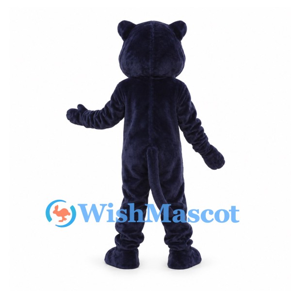 Panther Mascot Costume in Navy Blue with Yellow Eyes