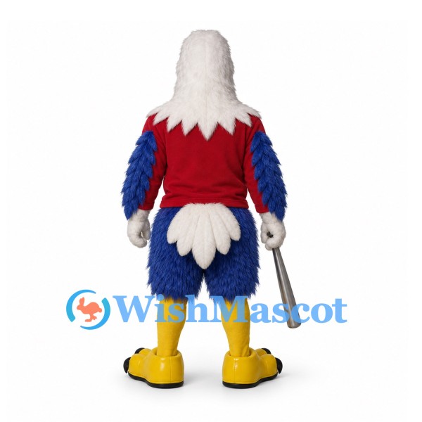 Bald Eagle Mascot Costume with Red Sports Vest and Blue Shorts