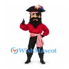 Pirate Mascot Costume with Red Shirt and Striped Sash
