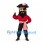 Pirate Mascot Costume with Red Shirt and Striped Sash