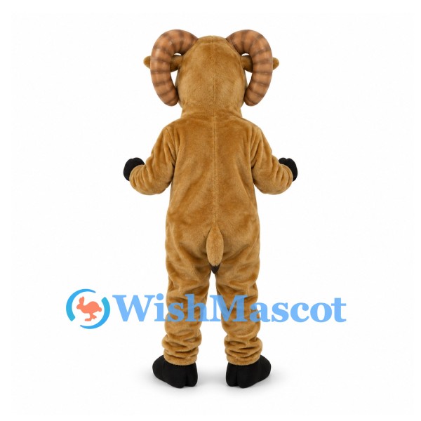 Ram Mascot Costume in Tan with Curled Horns