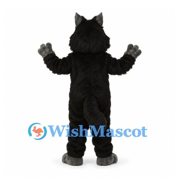Black Cat Mascot Costume with Gray Belly and Pink Nose