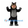 Black Cat Mascot Costume with Gray Belly and Pink Nose