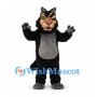 Black Cat Mascot Costume with Gray Belly and Pink Nose