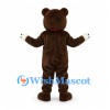 Bear Mascot Costume in Brown with White Belly and Red Bow
