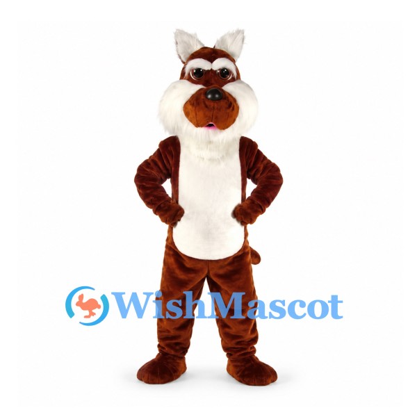 Dog Mascot Costume in Brown with White Cheeks and Belly