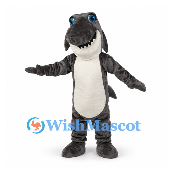 Shark Mascot Costume in Gray with White Belly