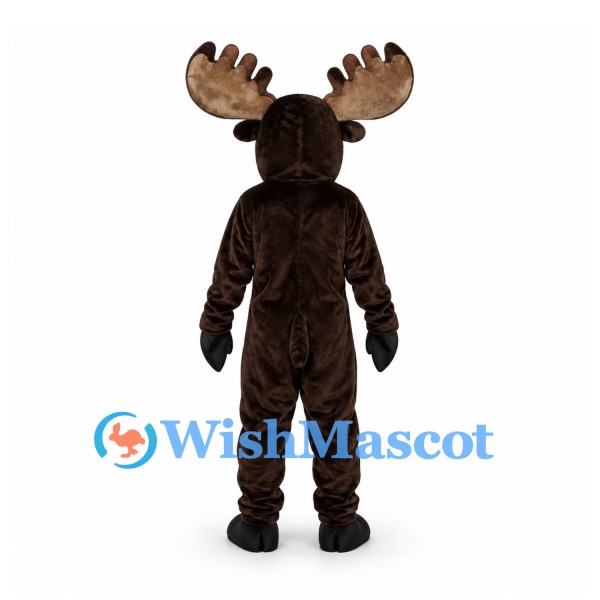 Moose Mascot Costume in Dark Brown with Broad Antlers