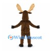 Moose Mascot Costume in Brown with Cream Antlers