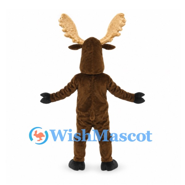 Moose Mascot Costume in Brown with Cream Antlers