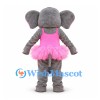 Elephant Ballerina Mascot Costume in Gray with Pink Tutu