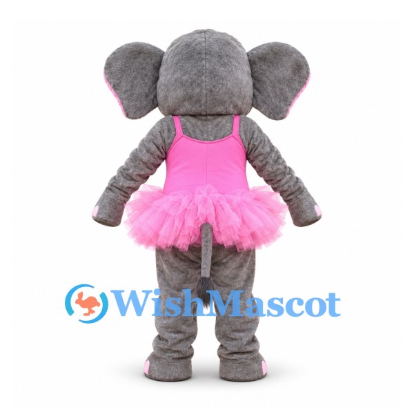 Elephant Ballerina Mascot Costume in Gray with Pink Tutu