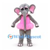 Elephant Ballerina Mascot Costume in Gray with Pink Tutu
