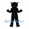 Black Panther Mascot Costume with Open Mouth and Long Tail