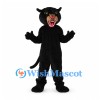 Black Panther Mascot Costume with Open Mouth and Long Tail