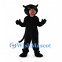 Black Panther Mascot Costume with Open Mouth and Long Tail