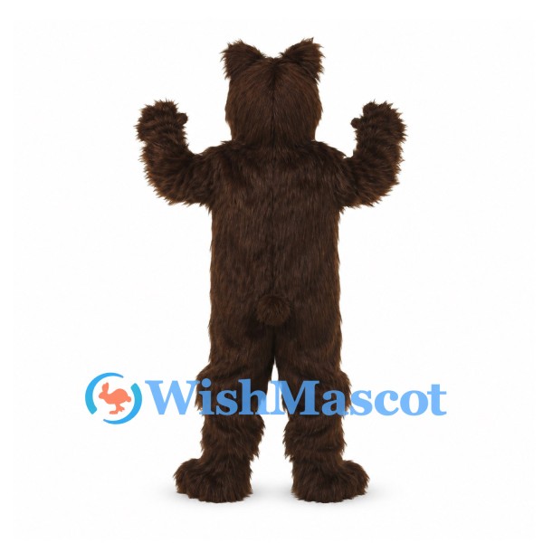 Bear Mascot Costume in Dark Brown with Shaggy Fur