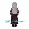 Grandmother Mascot Costume with Long Gray Hair and Floral Blouse