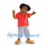 Boy Mascot Costume with Red Shirt and Gray Pants