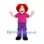 Boy Mascot Costume with Red Curly Hair and Pink Shirt