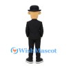 Gentleman Mascot Costume with Black Suit and Bowler Hat