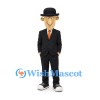 Gentleman Mascot Costume with Black Suit and Bowler Hat