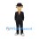 Gentleman Mascot Costume with Black Suit and Bowler Hat