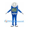 Medical Monitor Mascot Costume in Blue with Display and Gauge