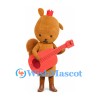 Squirrel Mascot Costume with Orange Cap and Red Guitar